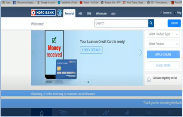 HDFC Website Home page