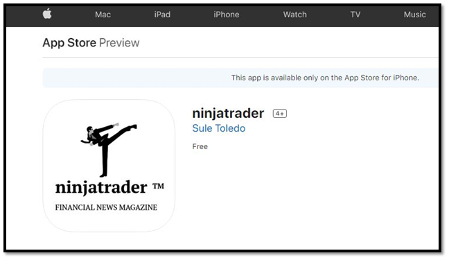 NinjaTrader App in Apple Store
