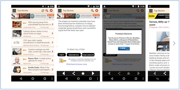 Business-Standard.Com Mobile App Interface