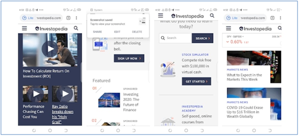 Investopedia.Com Mobile App Interface