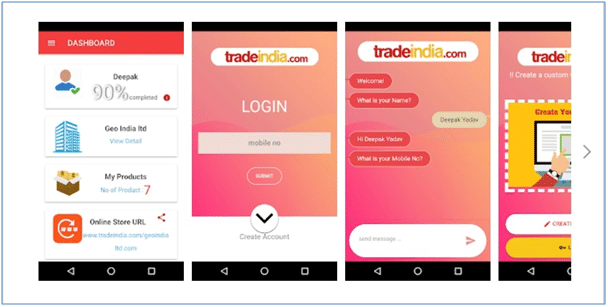 GetBizOnline Tradeindia Mobile App Interface
